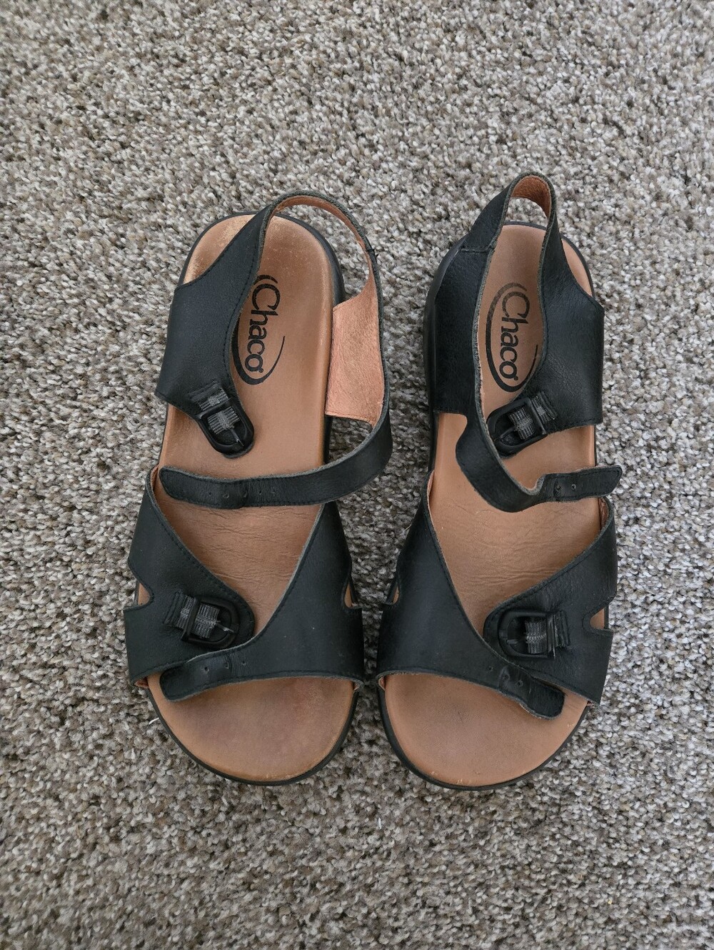 Chaco Black Leather Strappy Sandals Hiking Casual Women's US Size 8 - Picture 8 of 12